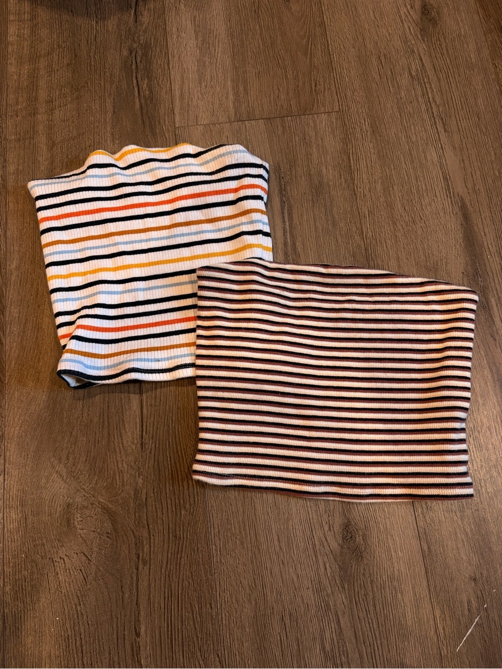 Garage Striped Knit Tube Tops - White Multi & Cream Multi